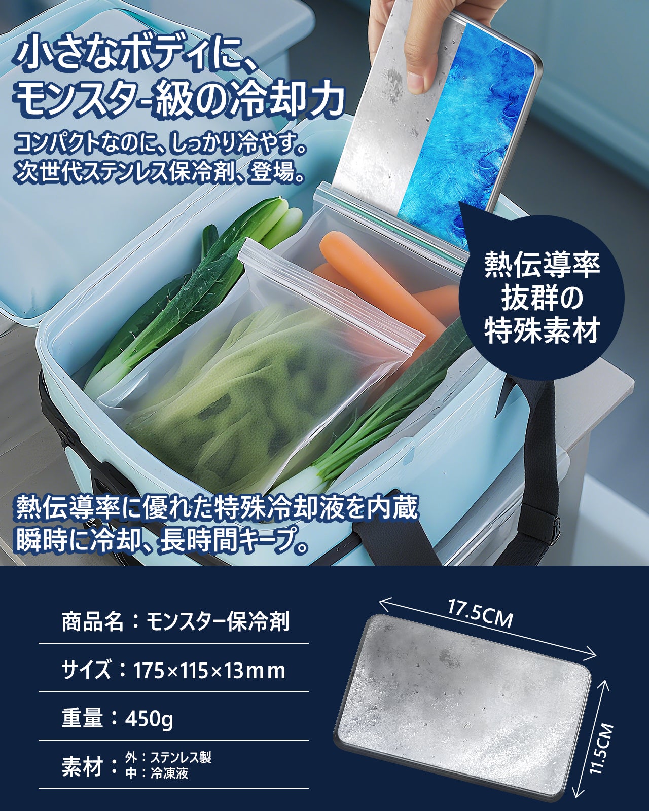 強力保冷剤 驚異の保冷力 2/4/6/8/10個セット【倍速凍結＆長時間保冷】ステンレス製アイス保冷剤